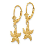 14K Starfish Leverback Earrings-WBC-K4426