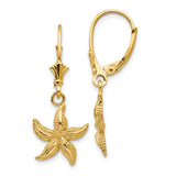 14K Starfish Leverback Earrings-WBC-K4426