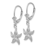 14K White Gold Starfish Leverback Earrings-WBC-K4428