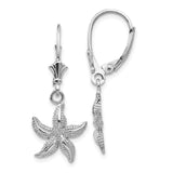 14K White Gold Starfish Leverback Earrings-WBC-K4428