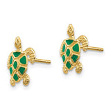 14K Green Enameled Sea Turtle Post Earrings-WBC-K4447