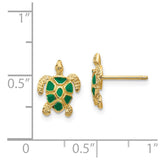 14K Green Enameled Sea Turtle Post Earrings-WBC-K4447