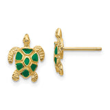 14K Green Enameled Sea Turtle Post Earrings-WBC-K4447