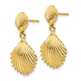 14K Scallop Shell Dangle Post Earrings-WBC-K4456