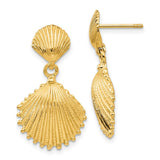 14K Scallop Shell Dangle Post Earrings-WBC-K4456