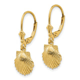 14K Scallop Shell Leverback Earrings-WBC-K4459