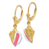 14K Enameled Conch Shell Leverback Earrings-WBC-K4464