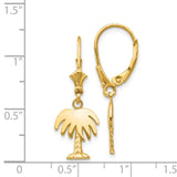 14K Palm Tree Leverback Earrings-WBC-K4487