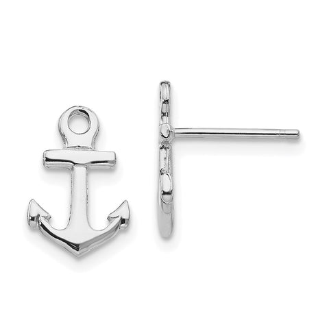 14K White Gold Anchor Post Earrings-WBC-K4502W