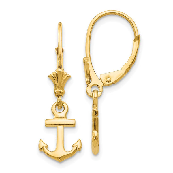 14K Mini Anchor Leverback Earrings-WBC-K4503