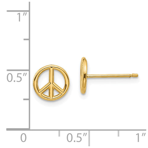 14K Polished Peace Symbol Post Earrings-WBC-K4516