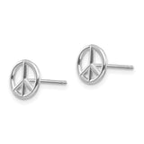 14K White Gold Polished Peace Symbol Post Earrings-WBC-K4516W