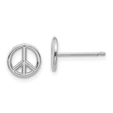 14K White Gold Polished Peace Symbol Post Earrings-WBC-K4516W