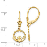 14K Claddagh in Circle Leverback Earrings-WBC-K4525