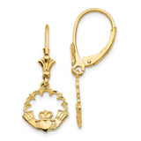 14K Claddagh in Circle Leverback Earrings-WBC-K4525