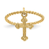 14k Cross Dangle Twisted Band Child's Ring-K5112-WBC