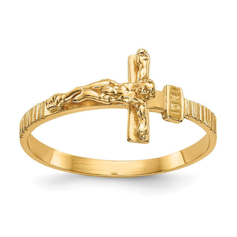 14K Gold Polished Jesus Band Ring-K5725-WBC