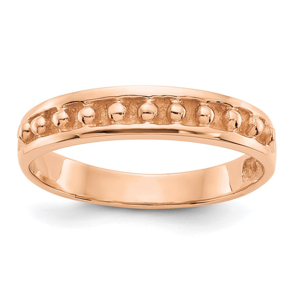 14k Rose Gold Polished Beaded Band-K592-WBC