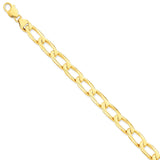 14k 8.7mm Hand-polished Fancy Link Bracelet-WBC-LK116-9