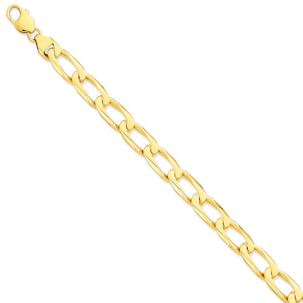 14k 8.7mm Hand-polished Fancy Link Bracelet-WBC-LK116-9