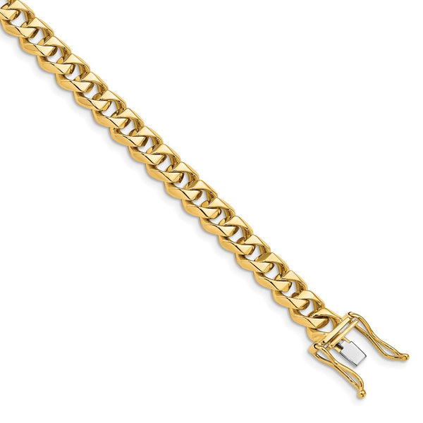 14k 7mm Hand-polished Traditional Link Bracelet-WBC-LK117-8