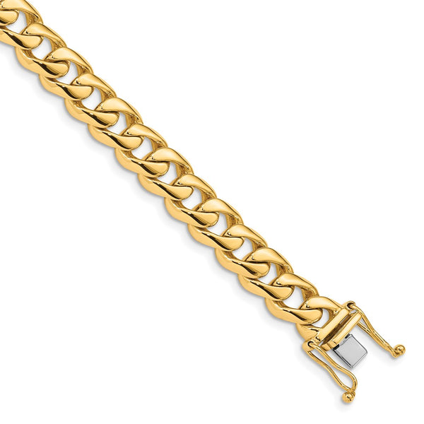 14k 8.3mm Hand-polished Rounded Curb Link Bracelet-WBC-LK125-8