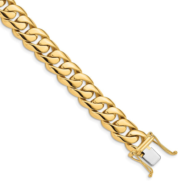 14k 10.8mm Hand-polished Rounded Curb Link Bracelet-WBC-LK127-8