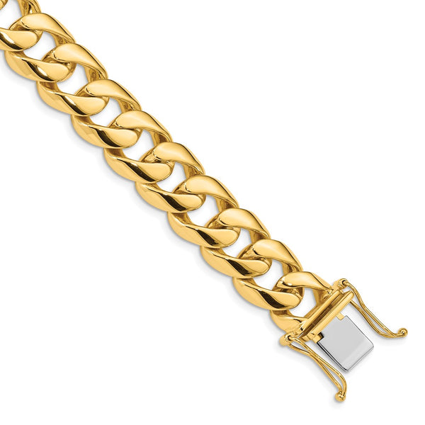 14k 13.4mm Hand-polished Rounded Curb Link Bracelet-WBC-LK128-8