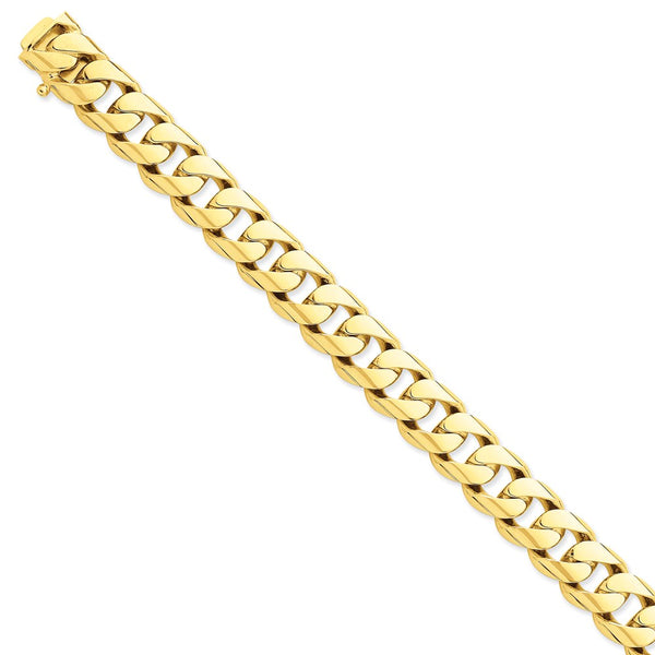 14k 13.4mm Hand-polished Rounded Curb Link Bracelet-WBC-LK128-9