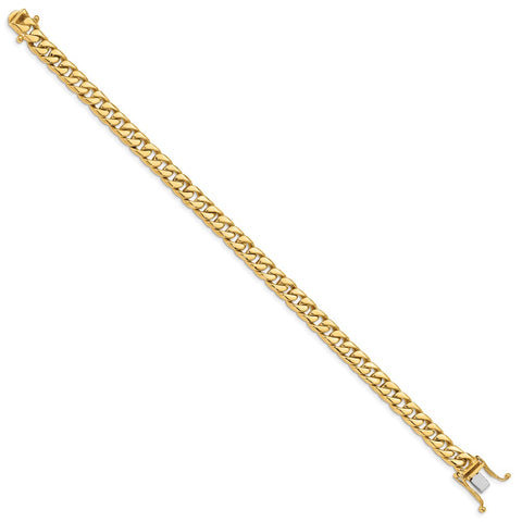 14k 6.8mm Hand-polished Flat Beveled Curb Link Bracelet-WBC-LK131-8