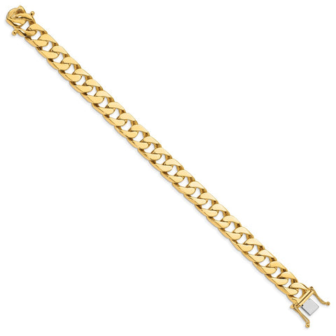 14K 10.6mm Hand-polished Flat Beveled Curb Link Bracelet-WBC-LK134-8