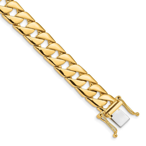 14k 10.2mm Hand-polished Fancy Link Bracelet-WBC-LK141-8