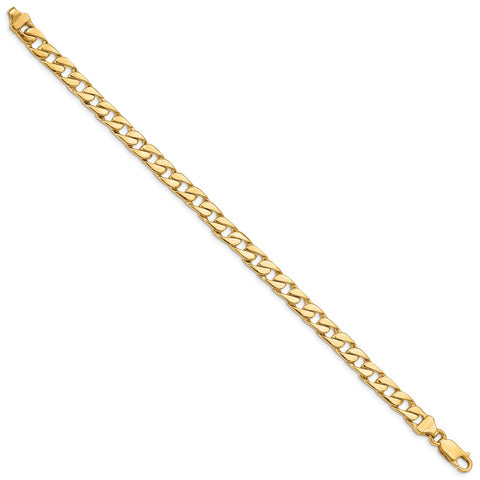 14K 6.5mm Hand-polished Fancy Link Bracelet-WBC-LK147-8