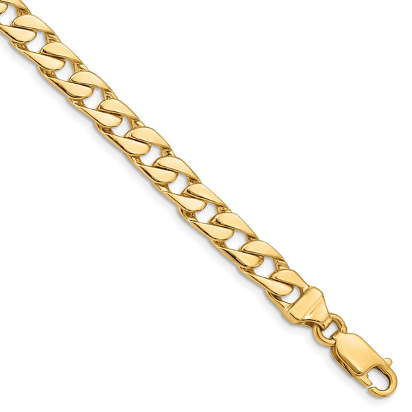 14K 6.5mm Hand-polished Fancy Link Bracelet-WBC-LK147-8