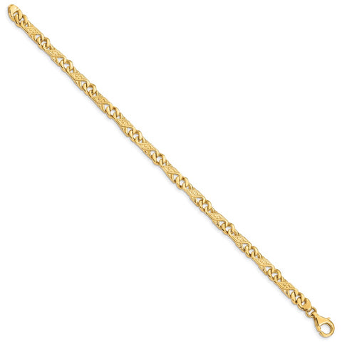 14k 5.5mm Hand-Polished Fancy Link Bracelet-WBC-LK161-7