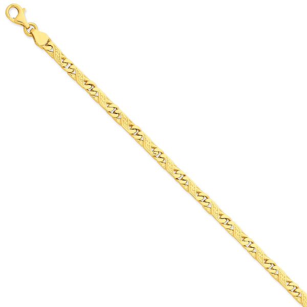 14K 5.5mm Hand-polished Fancy Link Bracelet-WBC-LK161-9