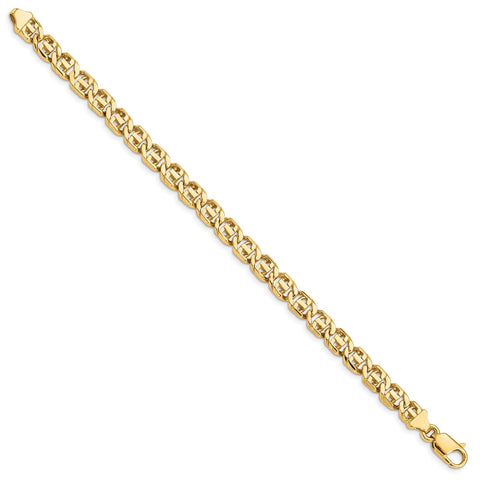 14K 6.75mm Hand-Polished Fancy Link Bracelet-WBC-LK163-7