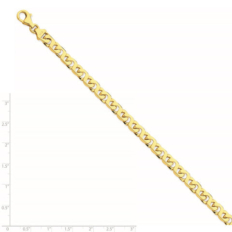 14K 6.2mm Hand-Polished Fancy Link Bracelet-WBC-LK170-8