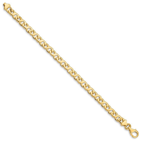 14K 6.2mm Hand-Polished Fancy Link Bracelet-WBC-LK170-7