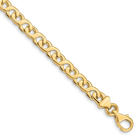 14K 6.2mm Hand-Polished Fancy Link Bracelet-WBC-LK170-7