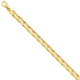 14K 7.4mm Hand-polished Fancy Link Bracelet-WBC-LK178-9