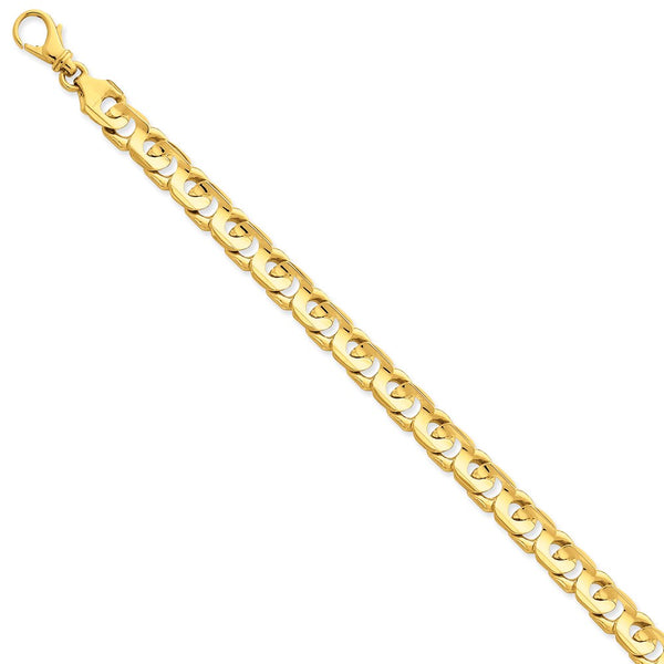 14K 7.4mm Hand-polished Fancy Link Bracelet-WBC-LK178-9