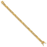 14K 7.5mm Hand-polished Fancy Link Bracelet-WBC-LK187-8