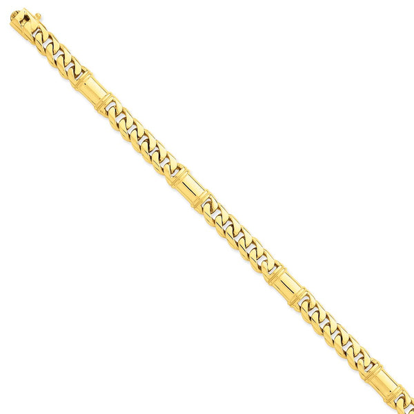 14K 7.5mm Hand-polished Fancy Link Bracelet-WBC-LK187-9