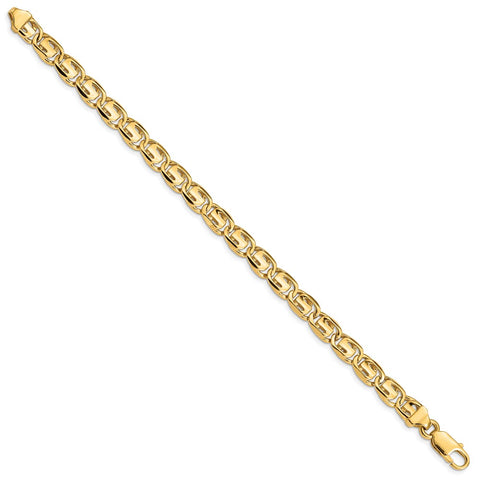 14K 7.5mm Hand-polished Fancy Link Bracelet-WBC-LK200-8