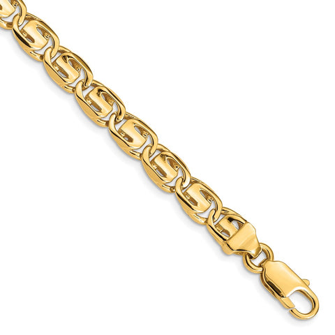 14K 7.5mm Hand-polished Fancy Link Bracelet-WBC-LK200-8