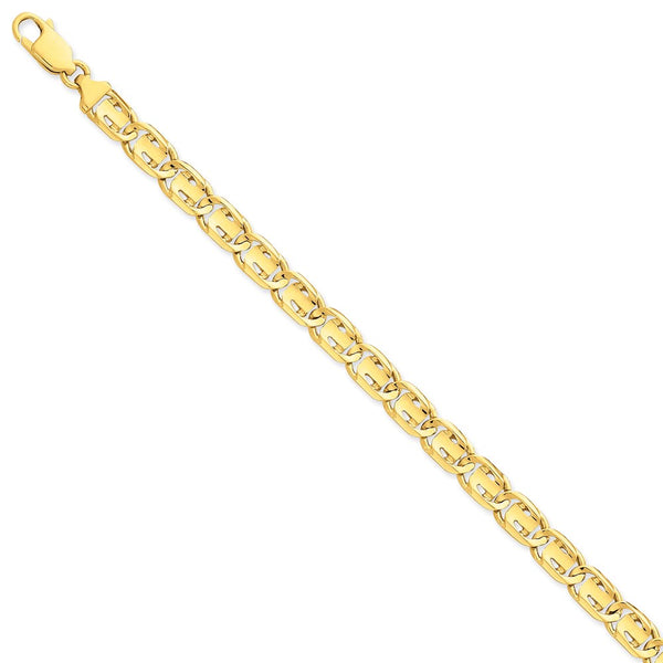 14K 7.5mm Hand-polished Fancy Link Bracelet-WBC-LK200-9