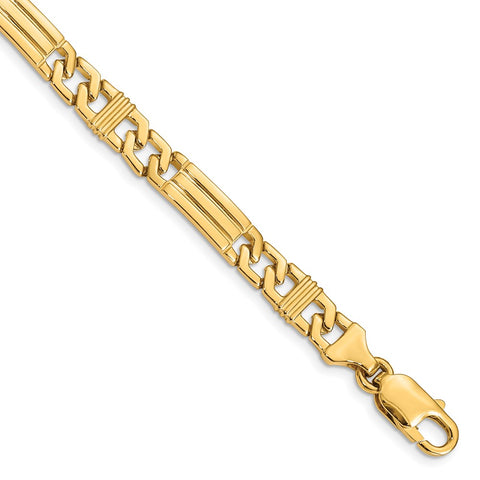 14k 7mm Hand-polished Fancy Link Bracelet-WBC-LK201-8