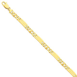 14k 7mm Hand-polished Fancy Link Bracelet-WBC-LK201-9