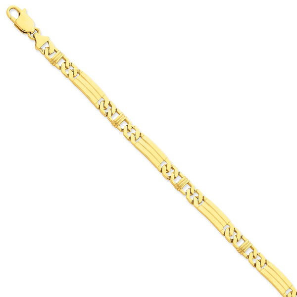 14k 7mm Hand-polished Fancy Link Bracelet-WBC-LK201-9